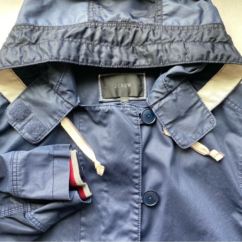 J.Crew Navy Blue Waxed Cotton Nylon Oversized Waterproof Rain Field Jacket M - Picture 5 of 16